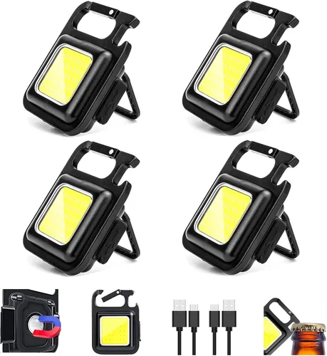 Miniatura 8 de MAKDAK COB Linterna Recargable de Llavero 2Pack, Luz de Trabajo LED Super Brillante de Alto Lúmen con Imán, Clip, Abrebotellas para Paseos