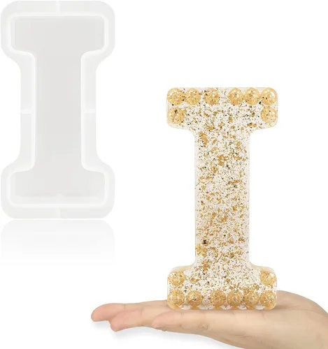 Miniatura 25 de Gartful Moldes de letras grandes de 7 pulgadas para resina, molde de resina epoxi del alfabeto mayúscula 3D J mayúscula, moldes de letras de resina