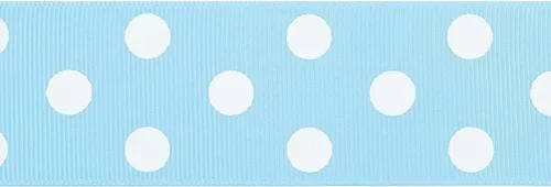 Miniatura 6 de MEEDEE Cinta de grogrén de lunares azul claro y blanco para envolver regalos, 1-1/2 pulgadas x 6 yardas, cinta de bebé para manualidades, regalos