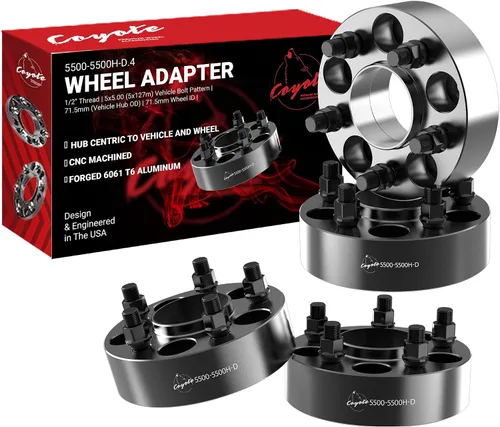 Miniatura 16 de Wheel Accessories Parts 2 adaptadores de espaciadores de rueda centrados en buje de 5 x 5 5 x 127 1.25 pulgadas de grosor 2.815 in, buje de rosca