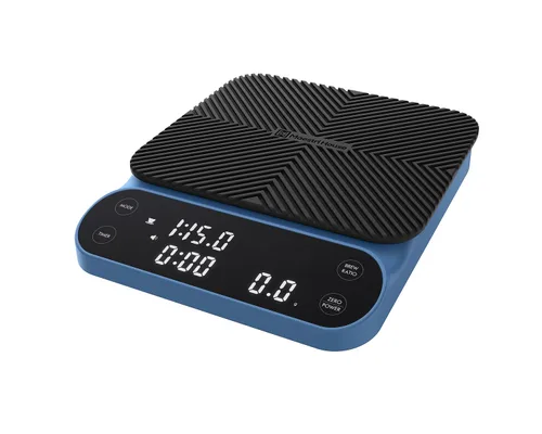 Báscula de café Maestri House S3 con temporizador, báscula digital recargable de 3kg/0.1g, 3 modos de preparación, proporciones ajustables y Azul