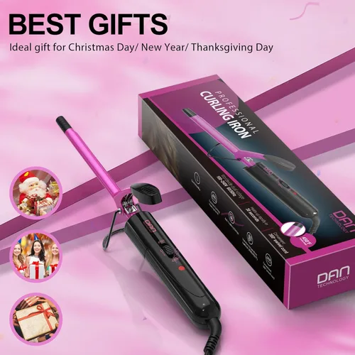 Miniatura 4 de DAN Technology - Varita rizador pequeña de cerámica con temperatura ajustable para rizos apretados en cabello corto y largo (3/8 pulgadas, 10 mm)