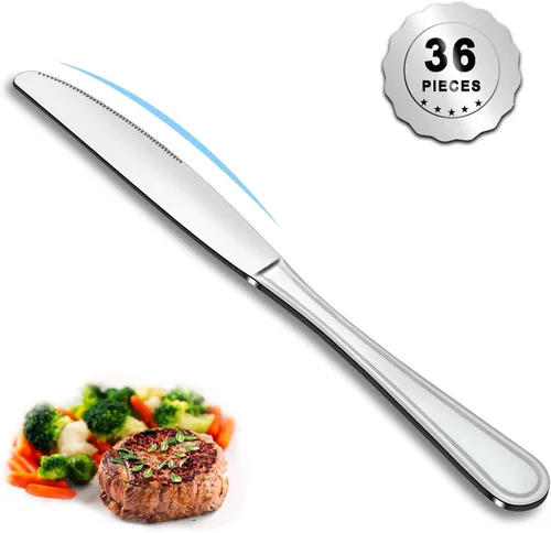 Miniatura 9 de Juego de cuchillos de mantequilla de 36 piezas, cuchillo de mantequilla de 9 pulgadas, juego de cuchillos de cena de acero inoxidable de grado