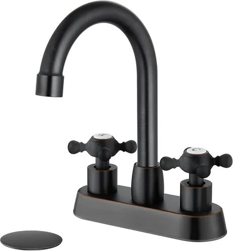 Miniatura 12 de Juego central de 4 pulgadas, grifo de lavabo de baño de doble mango cruzado, grifo para fregadero de baño, montado en cubierta, estilo vintage, casa