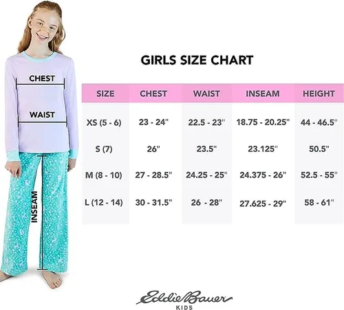 Miniatura 7 de Eddie Bauer Conjunto de pijama para niña, acogedor conjunto de ropa de dormir de invierno de forro polar, camisa de manga larga de 4 piezas