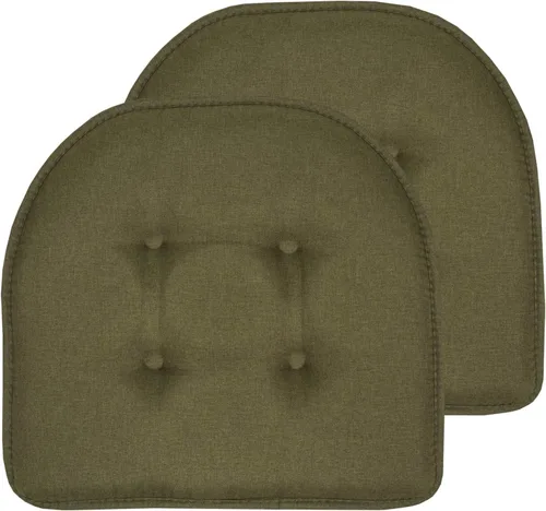 Miniatura 35 de Sweet Home Collection - Cojín de espuma viscoelástica para silla con capitoné, antideslizante, parte trasera de goma, en forma de U, 17 x 16 Piel