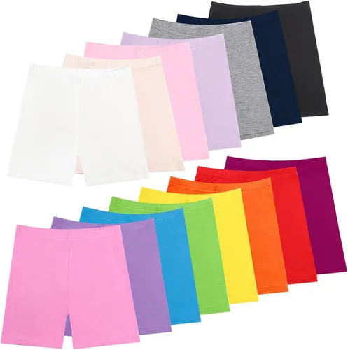 HOLLHOFF Paquete de 15 pantalones cortos de baile para niñas, 15 colores, transpirables y seguros para parques infantiles y gimnasia