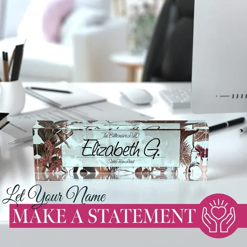Miniatura 4 de Placa de nombre personalizada para escritorio, placas de nombre personalizadas para escritorio, 2½ x 8 pulgadas, acrílico grueso cristalino, caja