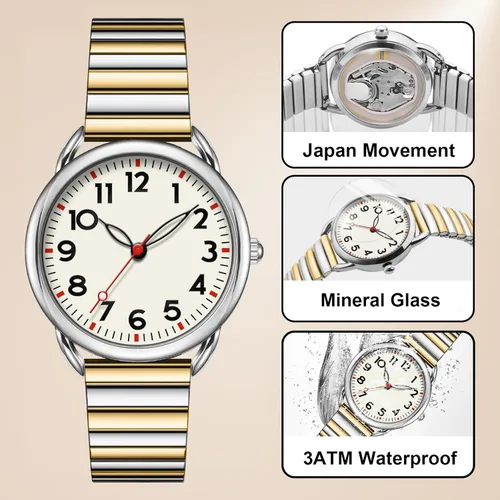 Miniatura 4 de Asan Ge Reloj para mujer, banda de expansión que se adapta a varios tamaños, analógico vintage, resistente al agua, esfera luminosa de moda, fácil