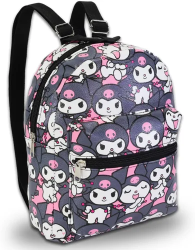 Miniatura 2 de Kuromi - Juego de mini mochila para niños, mochila Kuromi de piel sintética de 10 pulgadas con bolsillo frontal y botella de agua, paquete