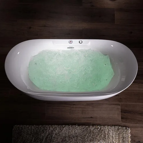 Miniatura 9 de WOODBRIDGE Bañera combinada de remojo climatizada de 72 "x 35-3/8" con chorro de agua y burbujas de aire con panel de control LED, BJ400 Drenaje
