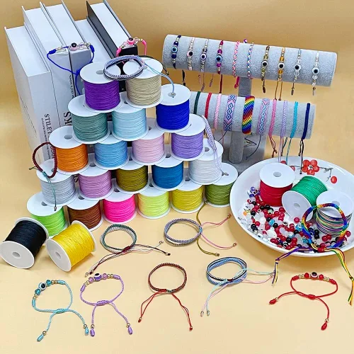 Miniatura 5 de Cuerda de nailon para pulseras, cordón de nailon de 0.8 mm, cordón de nudo chino de 109 yardas para hacer joyas, abalorios, collares, pulseras