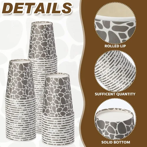 Miniatura 2 de Patelai Paquete de 100 tazas de café desechables de papel de 9 onzas, tazas geométricas para bebidas frías o calientes para agua, jugo, café o té