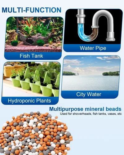 Miniatura 7 de Cuentas de filtro adecuadas para cabezal de ducha filtrado, granos de ducha de repuesto para purificar agua, bolas minerales aniónicas de 5 onzas