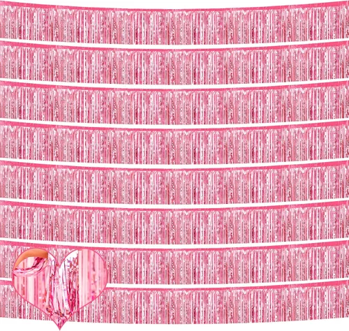 Miniatura 25 de Paquete de 10 unidades de 3,05 m de guirnalda de flecos de papel de aluminio con borlas metálicas, bandera para colgar en la pared, serpentinas
