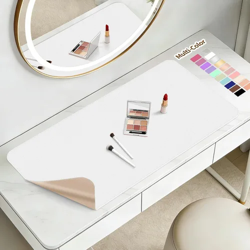 Miniatura 13 de Alfombrilla de maquillaje para tocador para proteger la parte superior del escritorio de 23.6 x 11.8 pulgadas, tapete de maquillaje de doble cara