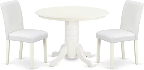 Miniatura 11 de East West Furniture SHAB3-BLK-06 - Juego de mesa de comedor moderno de 3 piezas que contiene una mesa de cocina redonda con pedestal y 2 sillas