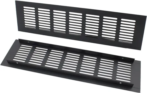Miniatura 3 de 2 fundas para ventilación de aire, rejilla de ventilación de aleación de aluminio negro rectangular con listones de metal para armario, estufa