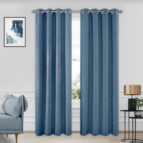 Miniatura 21 de CUCRAF Juego de 2 paneles de cortinas 100% opacas de lino de 84 pulgadas de largo, con pestaña trasera y bolsillo para barra para sala de estar