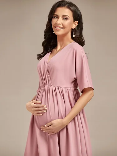 Miniatura 5 de Ever-Pretty Vestido cruzado hasta la rodilla con cuello en V y media manga para mujer Vestidos casuales Vestidos de maternidad 01801-EY