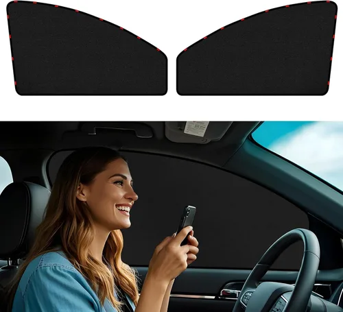 Miniatura 10 de ZATOOTO Cortinas para ventana de automóvil, 2 fundas de protección lateral de seda negra para la parte trasera, parasol magnético de privacidad que