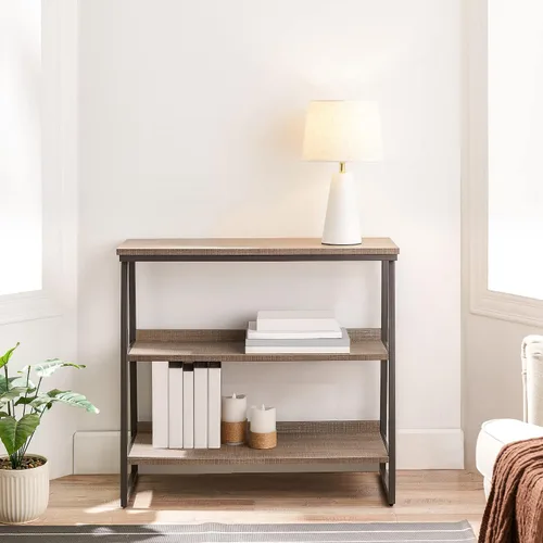 Miniatura 7 de Leick Home 70007-ROBLK - Estantería escalonada de metal y madera, roble aserrado/gris plomizo