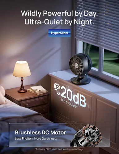 Miniatura 6 de DREO Ventilador inteligente para dormitorio, potente flujo de aire de 85 pies, 12 pulgadas, ventiladores de escritorio silenciosos de 20 dB, Negro