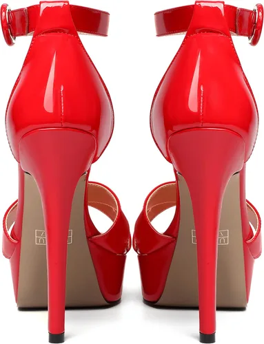 Miniatura 81 de MODENCOCO Sandalias de boda con correa de tobillo sexy para mujer, con plataforma y puntera abierta, tacón de aguja y tacón alto, zapatos de vestir