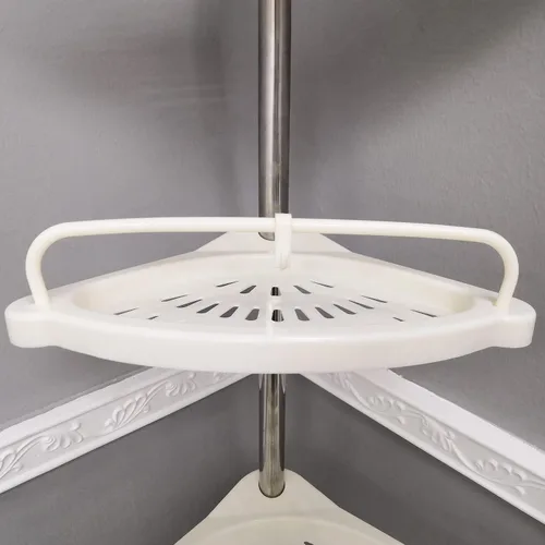 Miniatura 2 de FixtureDisplays® Juego de 2 bandejas de almacenamiento de tensión para bañera y ducha con barra fija de acero inoxidable de 3.3-10 pies de altura