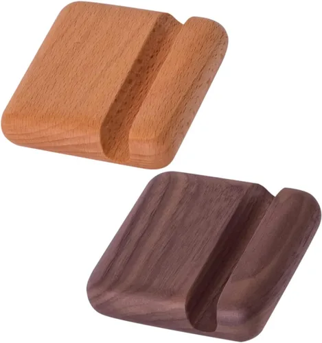 Miniatura 4 de Hemobllo 2 sets de madera del teléfono celular soporte del teléfono titular del escritorio para filmar llamadas 2 unids*2
