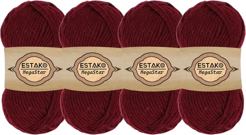 Miniatura 32 de Estako Megastar, 3.52 Oz (100g) de hilo de acrílico 75% y lana 25%, suave, peso grueso voluminoso #5 para crochet y tejer 120 yardas (110m)