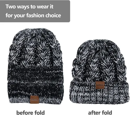 Miniatura 4 de Rosoz Gorro de cola de caballo para mujer, gorro cálido de invierno, suave, elástico, de punto trenzado, para moño alto