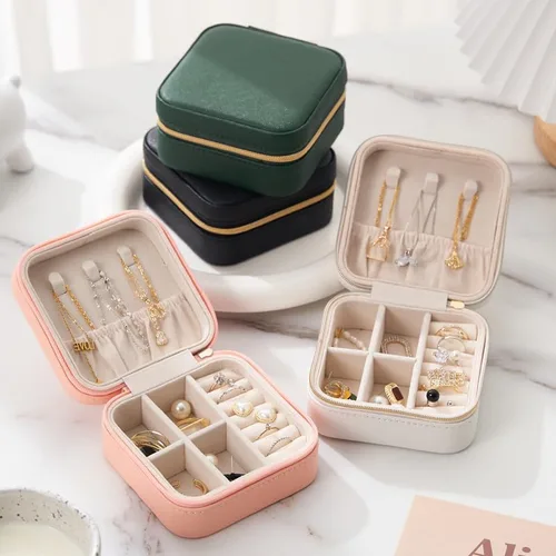 Miniatura 2 de EXUBERTREE Organizador de joyas portátil de viaje Joyero para mujer Organizador de viaje de joyería para anillos, aretes, collar, pulsera