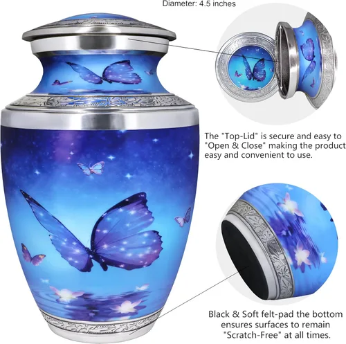 Miniatura 7 de M MEILINXU Urna para cenizas para adultos, hombre y mujer, urnas de cremación para cenizas humanas, hombre y mujer adultos, entierro, mariposas