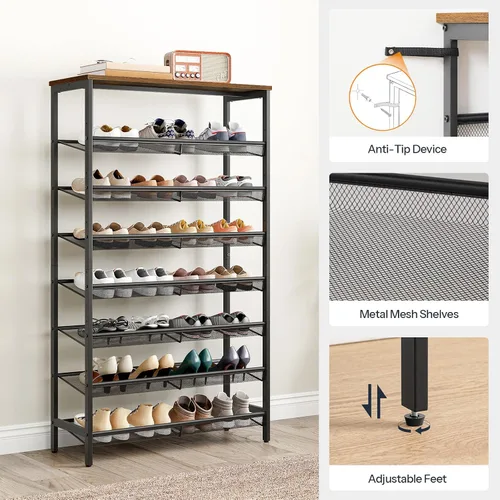 Miniatura 6 de HOOBRO - Estantería para zapatos de 8 niveles, estante para zapatos de 29.5"L, organizador de almacenamiento de zapatos de gran capacidad para 21-24