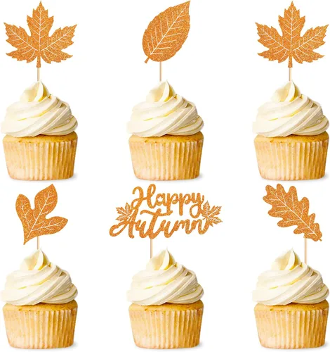 Miniatura 7 de 24 adornos para cupcakes de calabaza con purpurina, decoraciones de baby shower, tema de cosecha de otoño, suministros para fiestas de cumpleaños