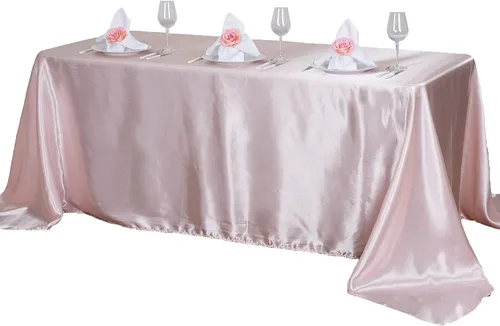 Miniatura 12 de BalsaCircle Mantel rectangular de satén beige de 90 x 132 pulgadas para mesa de boda, fiesta, recepción, eventos, cocina y comedor