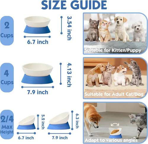 Miniatura 3 de Cuenco de comida de bulldog francés, cuenco inclinado para agua y comida de pug, cuenco para gatos, comedero para perros pequeños, cachorros y gatos