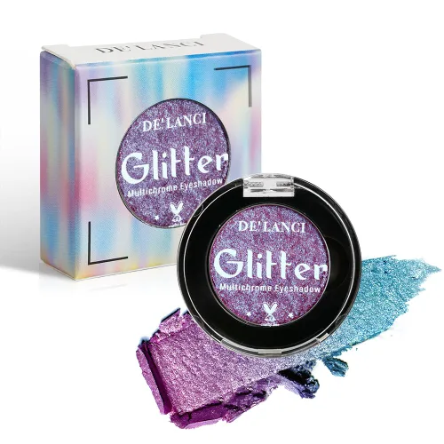 Miniatura 9 de Sombra de ojos verde azulado, paleta de sombras de ojos con purpurina multicromada altamente pigmentada con cambio de verde azulado a azul dorado