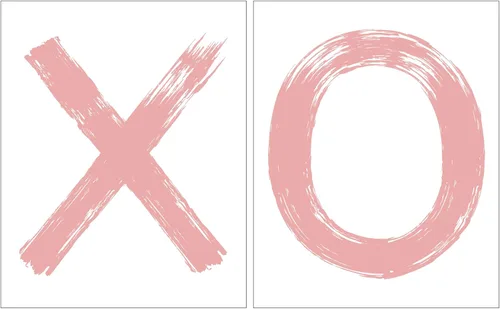 K&L DESIGN CO. XO Wall Art - Set of 2-8x10 UNFRAMED Prints - Modern, Minimal, Pink Nursery Wall and Girls Room Decor - Typography Wall Decor - Love