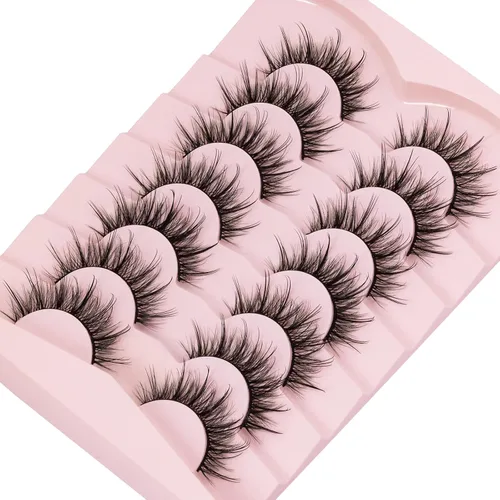 Miniatura 5 de DYSILK Pestañas esponjosas de visón, pestañas de visón, 7 pares de pestañas de visón sintético 8D, pestañas postizas de aspecto natural, pestañas