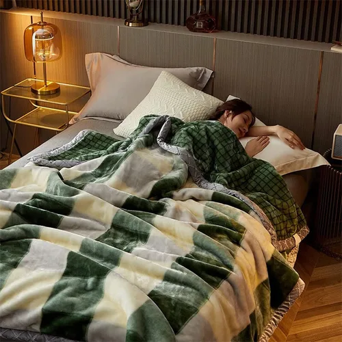 Miniatura 24 de LGYKUMEG - Manta de visón coreana de 59x79 pulgadas, manta suave y cálida de felpa sedosa - Manta reversible de 2 capas Raschel para cama individual