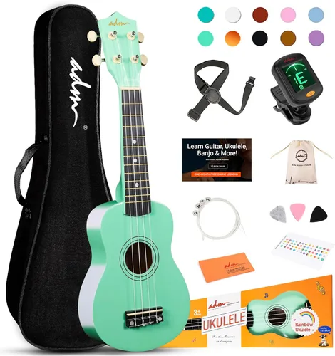 Miniatura 15 de ADM Ukelele para principiantes, kit de madera hawaiana para niños, adultos y estudiantes, pack profesional de ukalele con lecciones gratuitas, bolsa