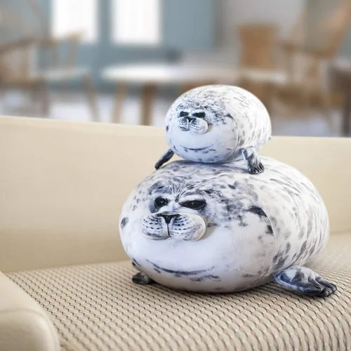 Miniatura 6 de Almohada de foca, almohada de felpa de sello de Blob gordito, juguete de peluche, lindas almohadas de océano (mediano, 17.6 pulgadas)