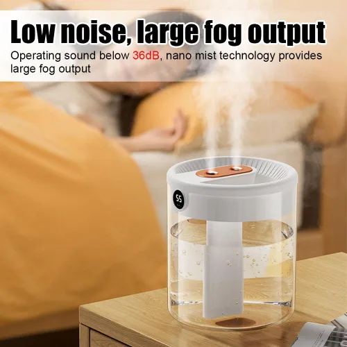 Miniatura 3 de Humidificador, humidificador de escritorio personal USB de 2L con luz nocturna, boquilla doble, humidificador de aire silencioso para el hogar