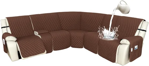 Miniatura 29 de Arfntevss Fundas de sofá modular reclinable, 100% impermeable, en forma de L, para sillón reclinable en forma de L, funda seccional lavable