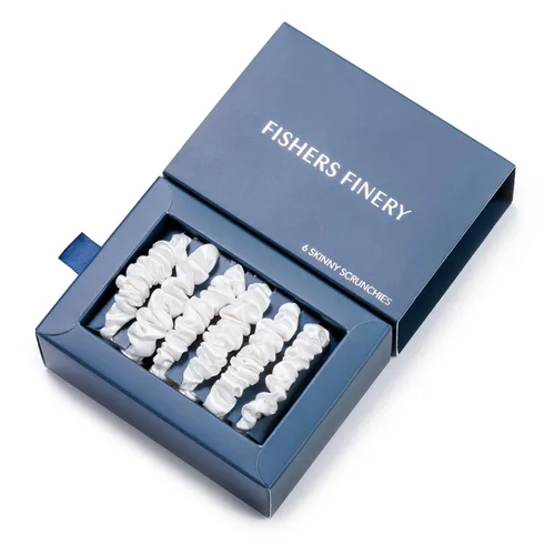 Miniatura 10 de Fishers Finery 25 Momme - Coleteros de seda morera pura, color negro, ligas para el cabello de seda delgada (6 unidades, color negro)
