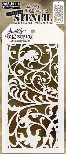 Miniatura 2 de Tim Holtz Plantillas de tamaño completo en capas, lanzadas en octubre de 2020, guión, hierro, arco decorativo, paquete de 3 (THS147, THS148, THS149)