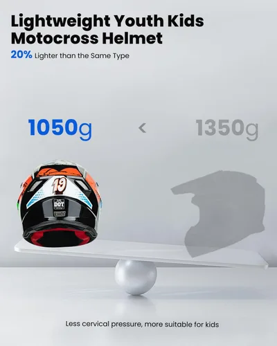 Miniatura 4 de ILM Casco ATV juvenil para niños, motocross, BMX, todoterreno, Go Kart, casco DOT ECE modelo Z705 (Hip-hop, L)