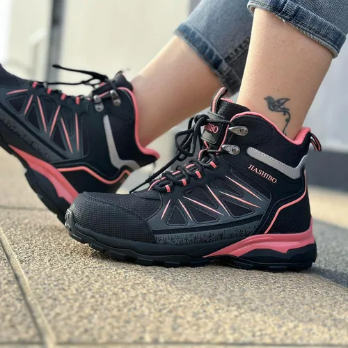 Miniatura 6 de JIASHIBO Botas de trabajo con punta de acero para mujer, calzado protector multifuncional, antideslizante, resistente a pinchazos, absorción